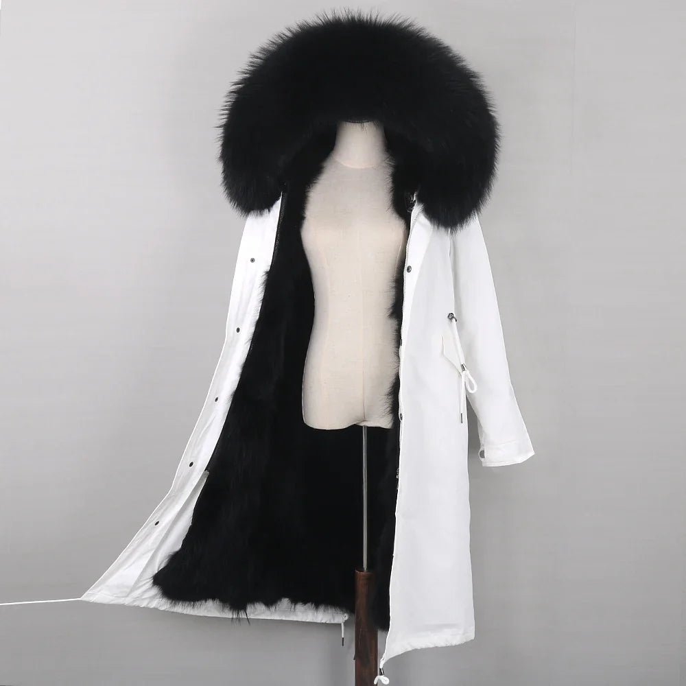 Damen Winterparka mit Pelzbesatz Kapuze Lang