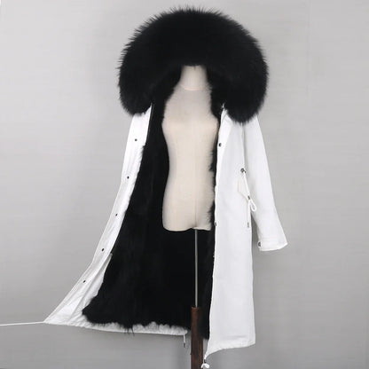 Damen Winterparka mit Pelzbesatz Kapuze Lang