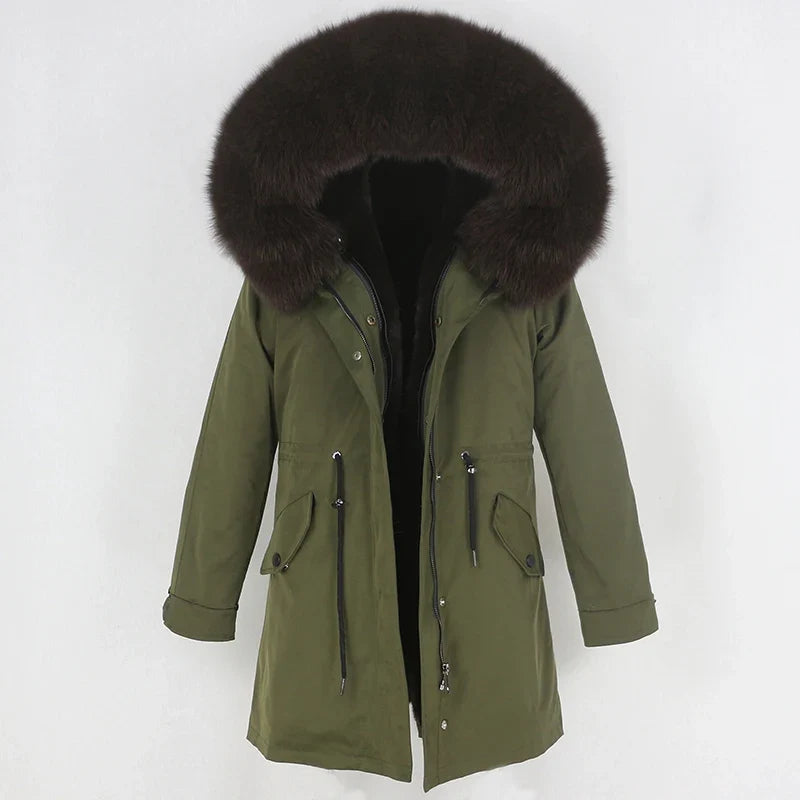 Men's parka with hood and fur collar, lined