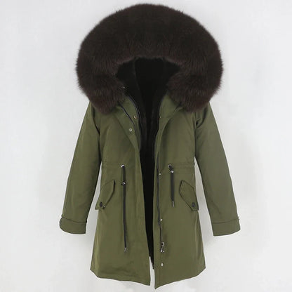 Men's parka with hood and fur collar, lined