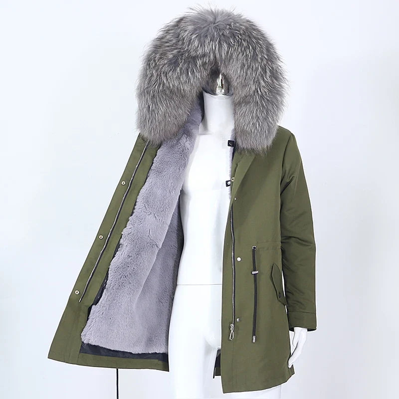 Men's parka with hood and fur collar, lined