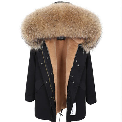Damen Winter Parka mit abnehmbarem Fellbesatz und Kapuze