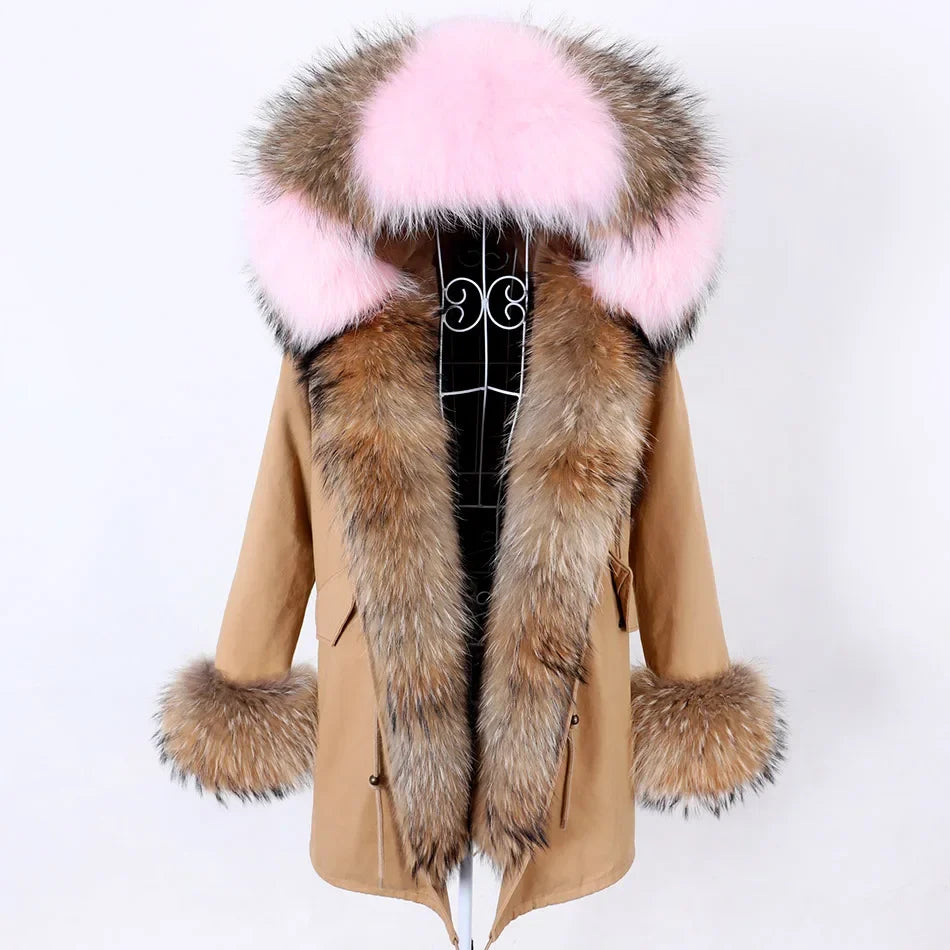 Damen Winter Parka mit abnehmbarem Fellbesatz und Kapuze