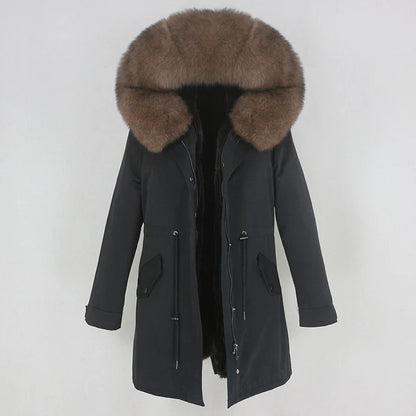 Men's parka with hood and fur collar, lined