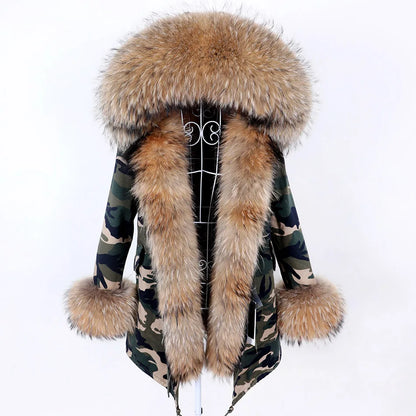 Damen Winter Parka mit abnehmbarem Fellbesatz und Kapuze