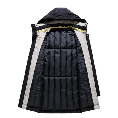 Men's Winter Parka with Hood and Zipper, Long Winter Jacket