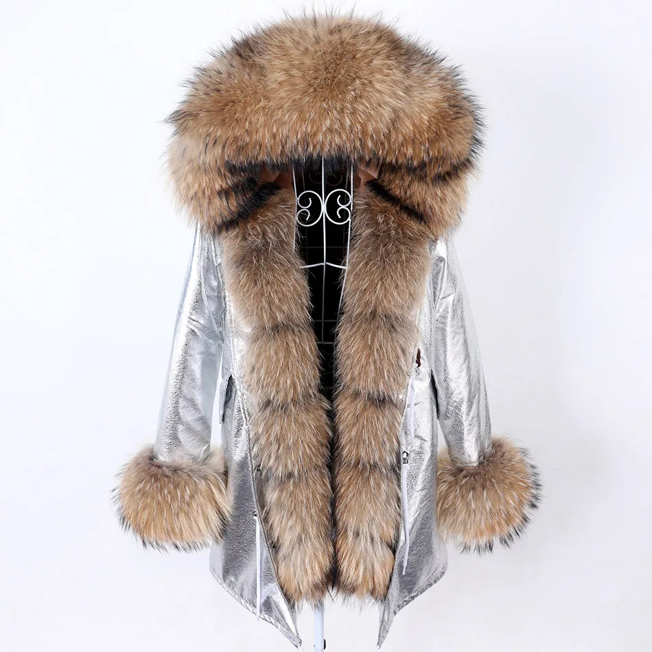 Damen Winter Parka mit abnehmbarem Fellbesatz und Kapuze