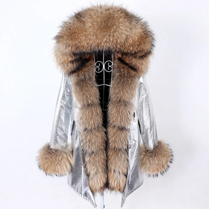 Damen Winter Parka mit abnehmbarem Fellbesatz und Kapuze