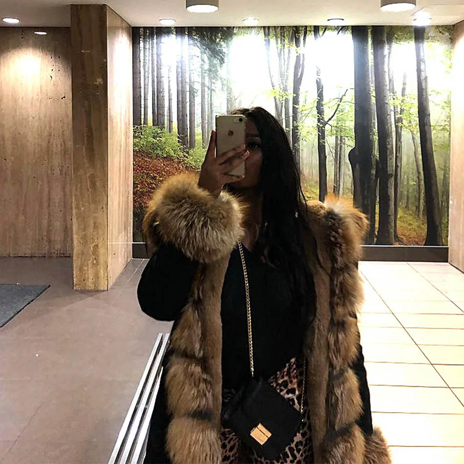 Damen Winter Parka mit abnehmbarem Fellbesatz und Kapuze