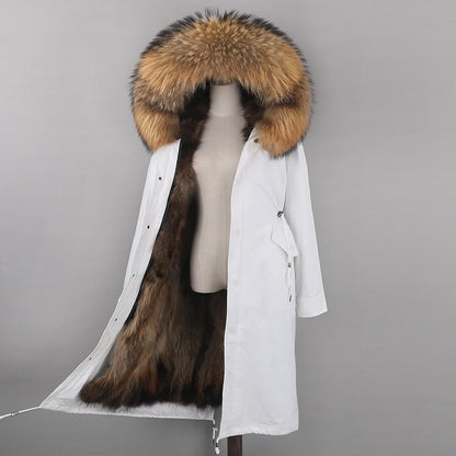 Damen Winterparka mit Pelzbesatz Kapuze Lang
