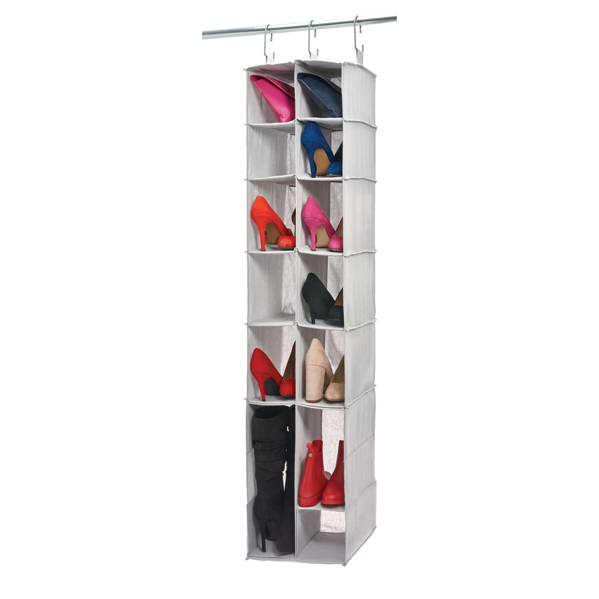 Schoenenorganizer hangend grijs Evie, indeelbaar in compartimenten voor kast en hal