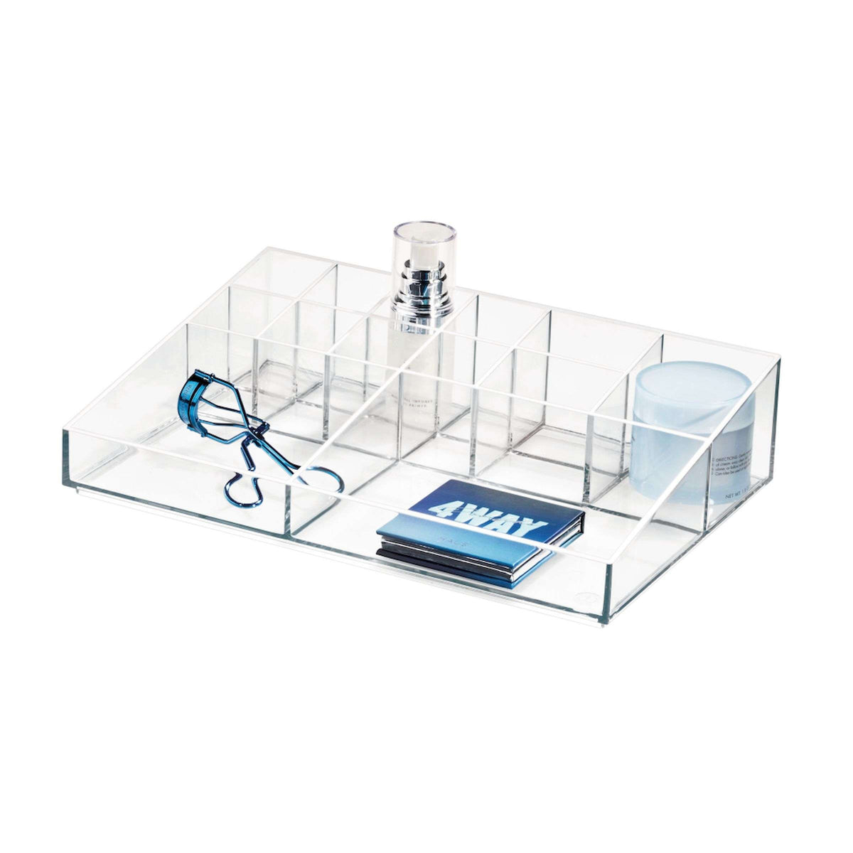 Make-up organizer transparant polypropyleen met 13 vakken, 30,5 x 20,3 x 7,6 cm, voor kaptafel en badkamer