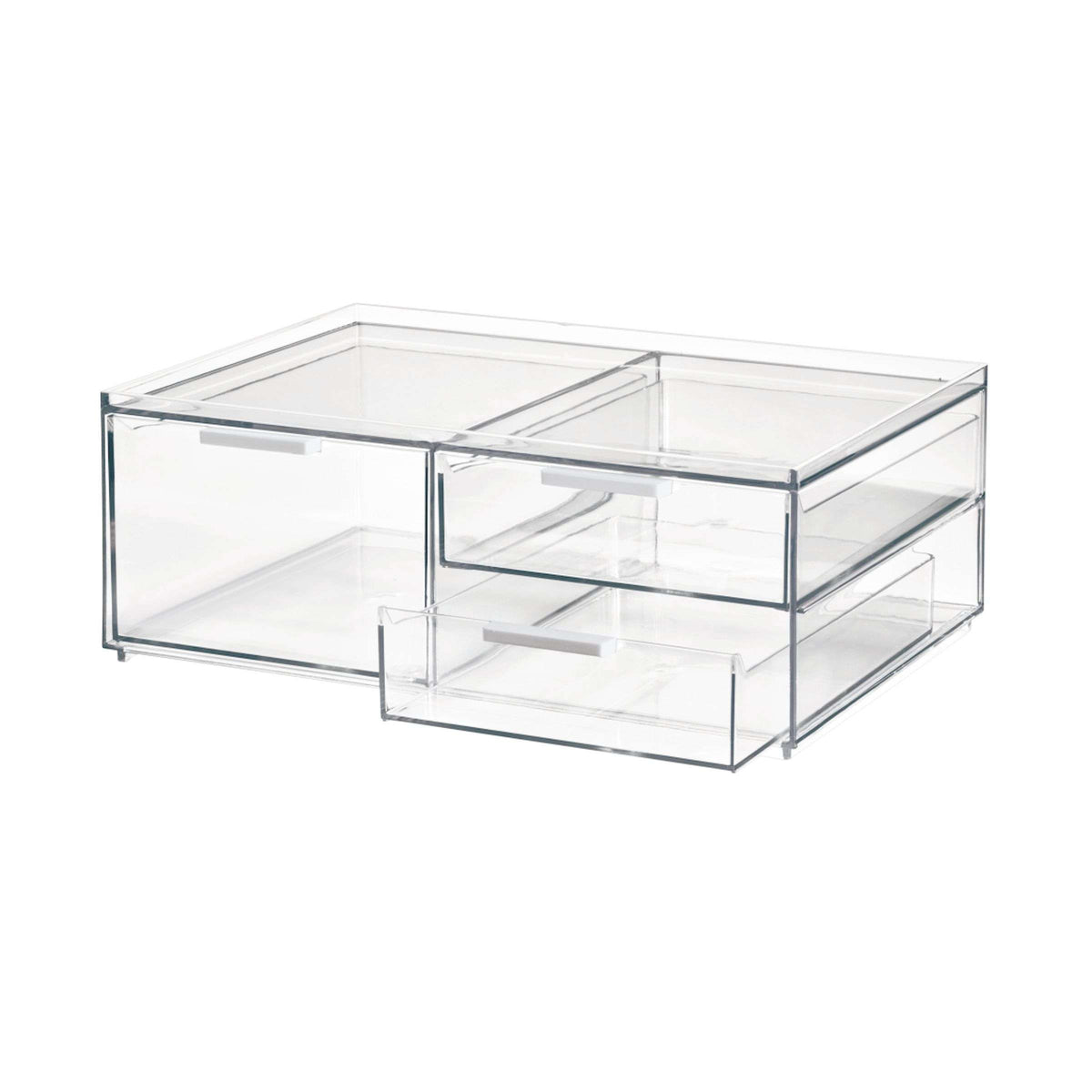 Make-up organizer transparant met 3 lades en displaytray op het deksel, 30,5 x 20,3 x 11,4 cm
