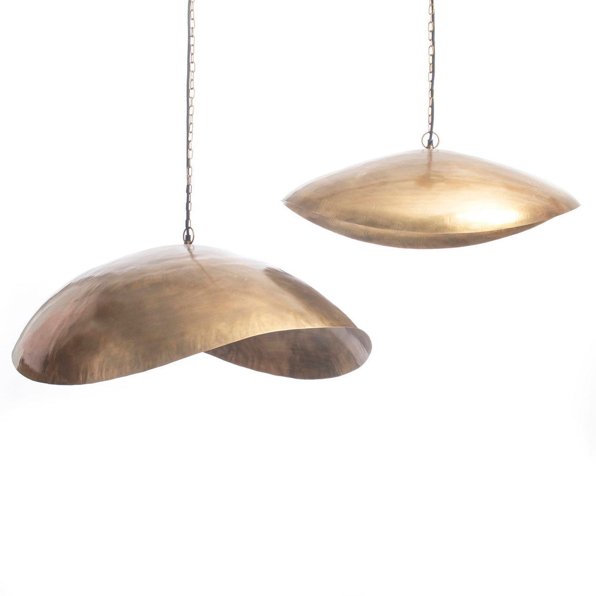 Hanglamp ijzer messing Fortune Cookie XL, organische vorm, 100 x 70 cm, voor eettafel en woonkamer