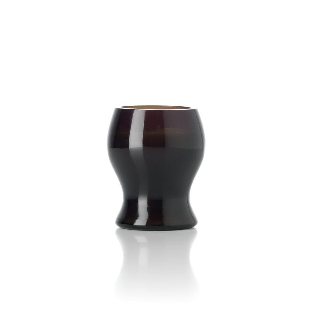 Kaarsenhouder glas handgeblazen Moka rookkleurig 8 x 8 x 9 cm, voor woonkamer