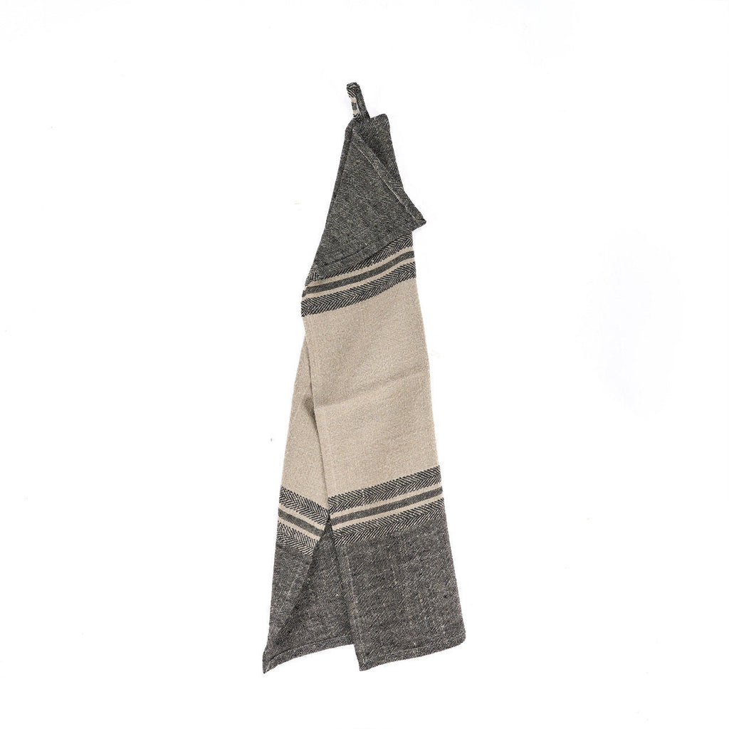 Keukendoek linnen Linen Dash naturel zwart gestreept 50 x 70 cm, voor de keuken