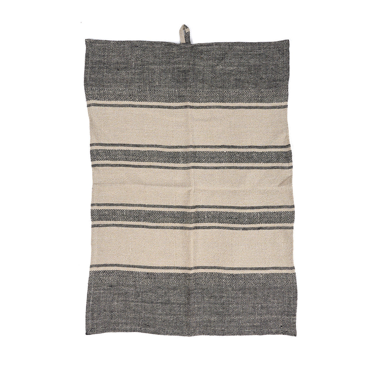 Keukendoek linnen Linen Dash naturel zwart gestreept 50 x 70 cm, voor de keuken