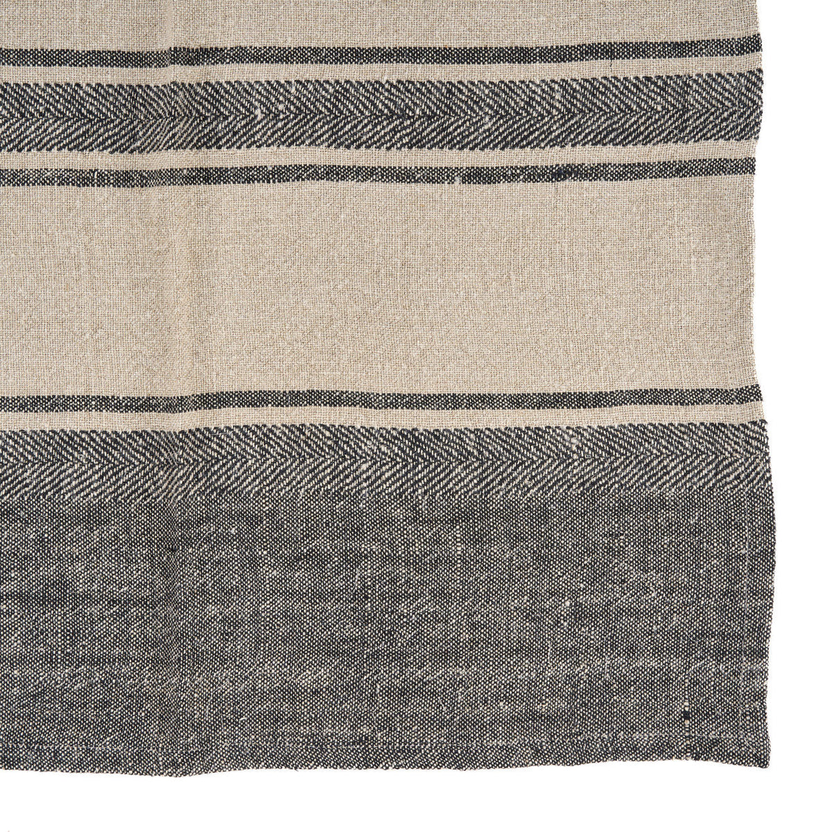 Keukendoek linnen Smudge boho gestreept naturel zwart 50 x 70 cm, voor de keuken