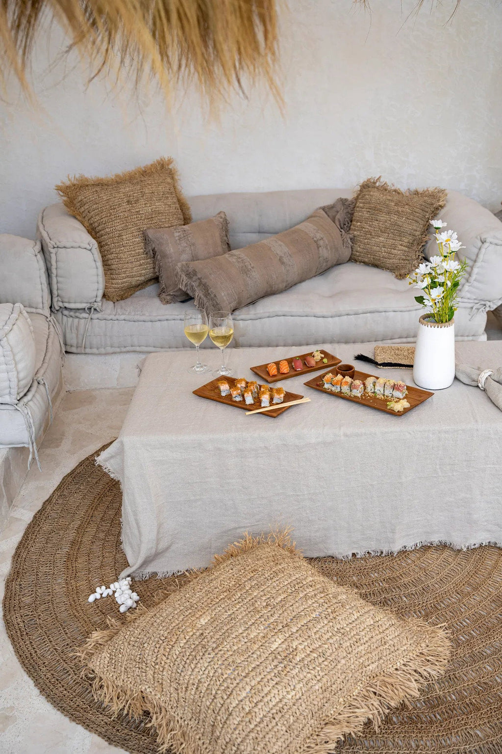 Kussenhoes fluweel Oh My Gee, betonfluweel met franjes – 100 x 35 cm, voor woonkamer en slaapkamer