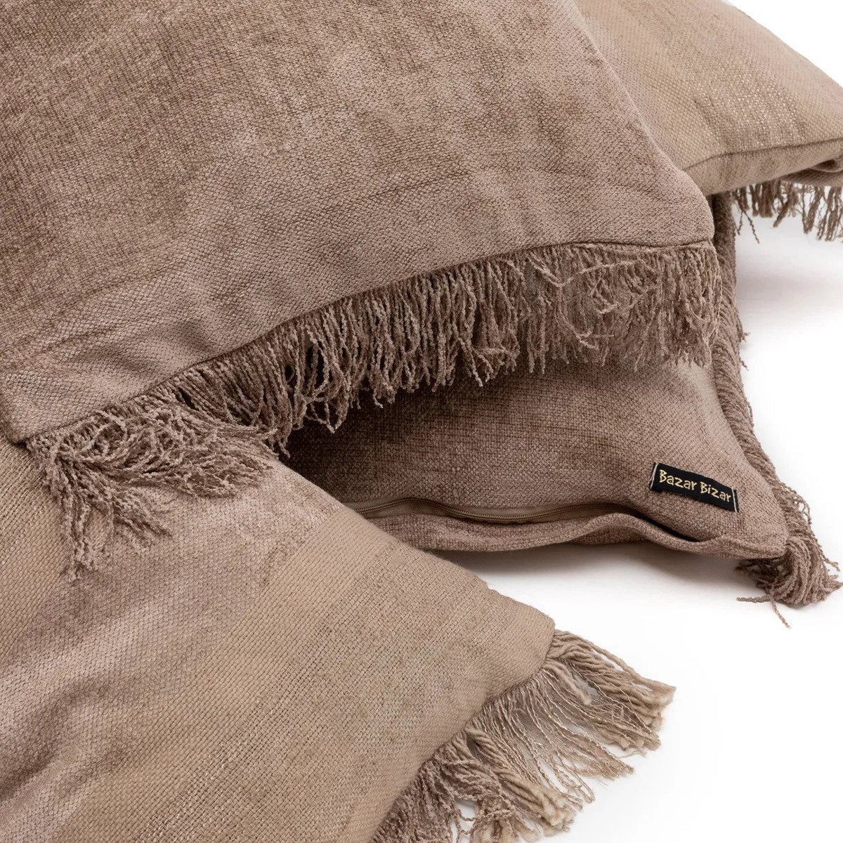 Kussenhoes fluweel Oh My Gee, betonfluweel met franjes – 100 x 35 cm, voor woonkamer en slaapkamer