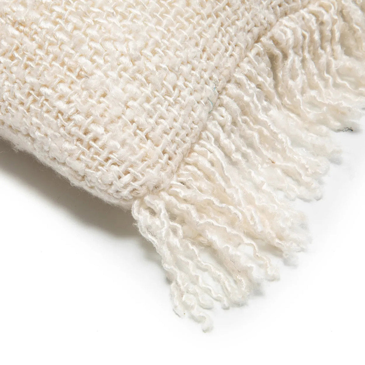Kussenhoes katoen boho Oh My Gee crème met franjes 30 x 50 cm, voor woonkamer en slaapkamer