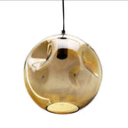 Hanglamp gerecycled glas Bubbella handgeblazen lichtgoud, 29 x 29 x 33 cm voor boven de eettafel