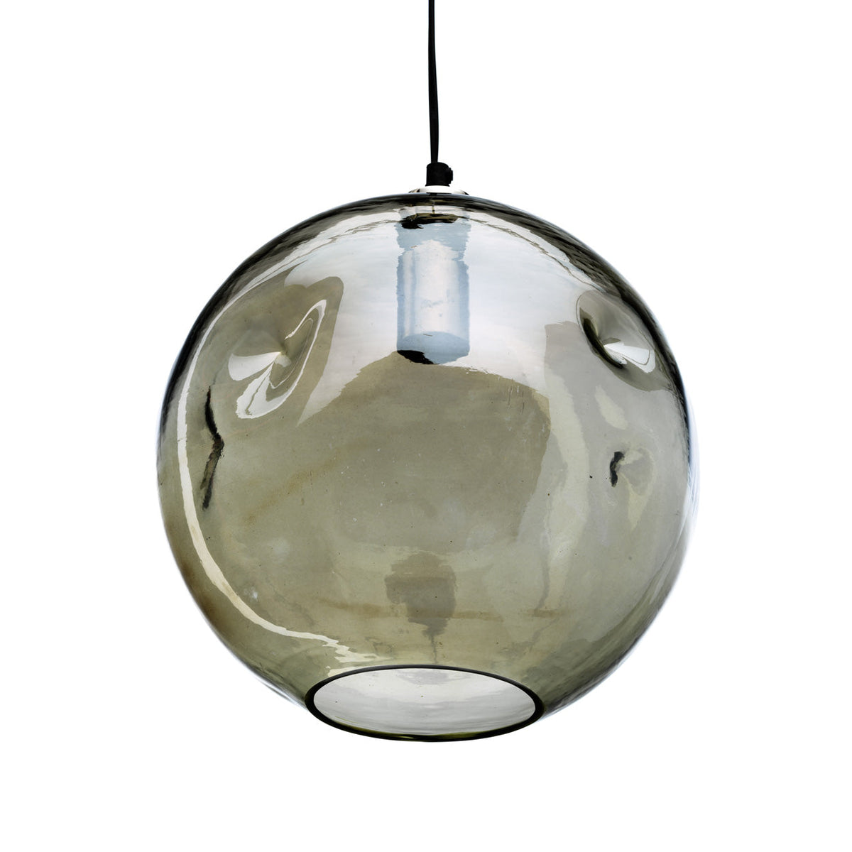 Hanglamp gerecycled glas Bubbella handgeblazen, lichtgroen – Ø 29 cm, hoogte 33 cm, eettafel en hal