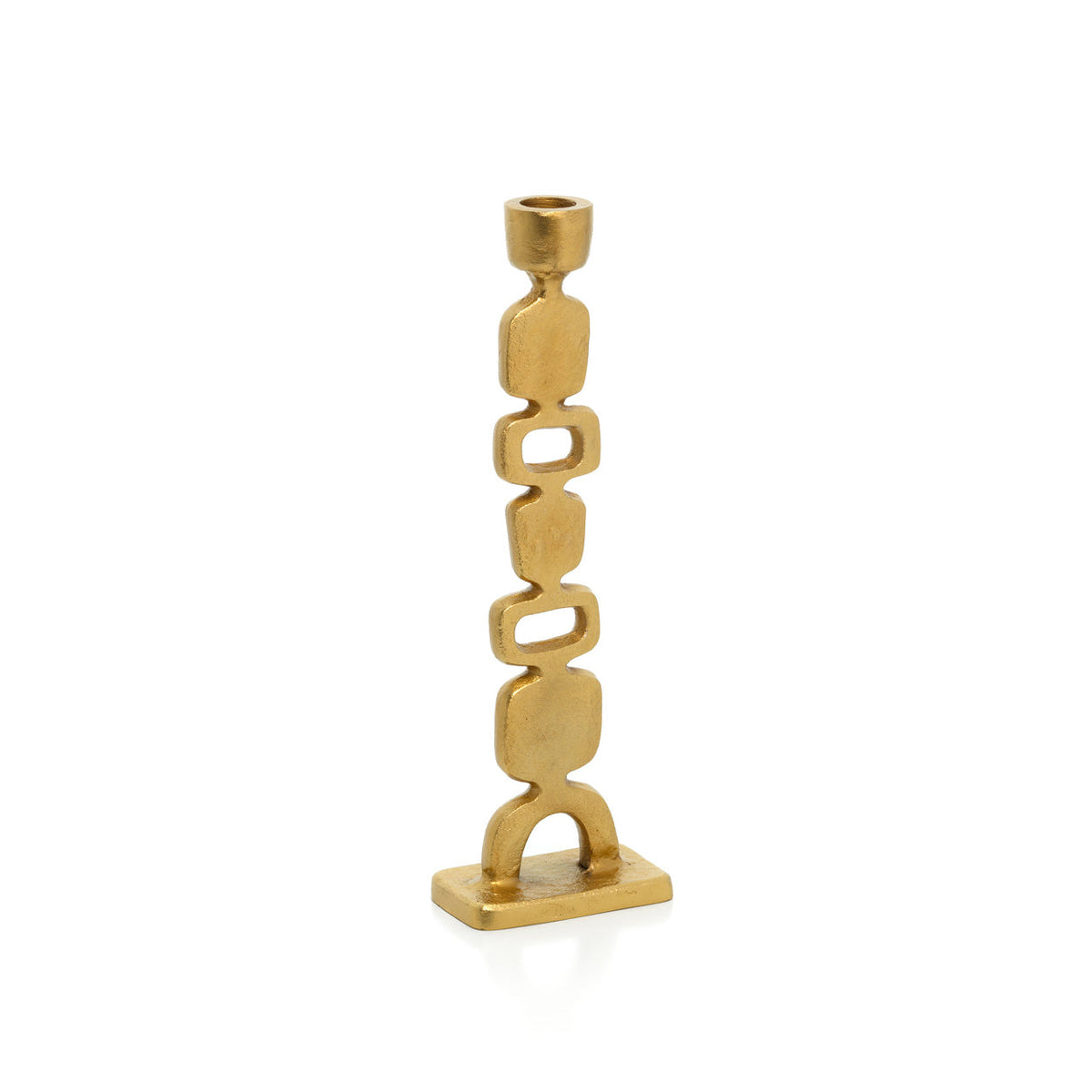 Kandelaar messing goud Totemo M, hoge kandelaar voor dinerkaarsen – 5 x 10 x 30 cm