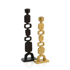 Kandelaar messing goud Totemo M, hoge kandelaar voor dinerkaarsen – 5 x 10 x 30 cm