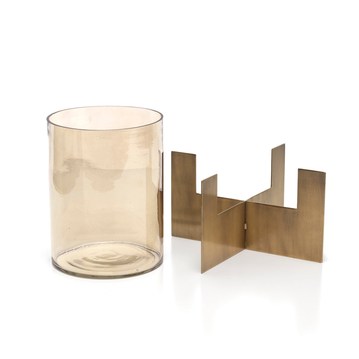Kandelaar hurricane messing en glas Hurricane X goud 26 x 26 x 30 cm, hoog model voor sfeerlicht