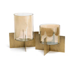 Kandelaar hurricane messing en glas Hurricane X goud 26 x 26 x 30 cm, hoog model voor sfeerlicht