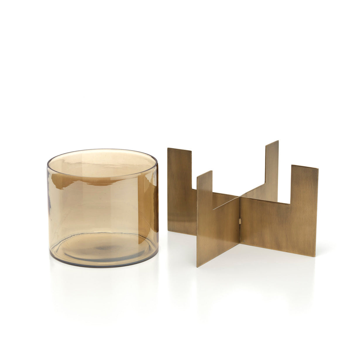Windlicht messing en glas Hurricane X goud laag – 26 x 26 x 22 cm, kandelaar voor tafel