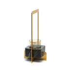 Kandelaar messing en glas Marbre d'Or, goud-zwart, 18 x 18 x 31 cm, art deco voor eettafel of console