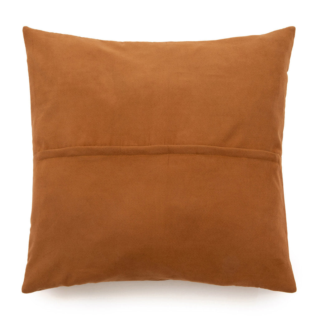 Kussenhoes leer kalfsleer met vier panelen camel 60 x 60 cm, woonkamer en slaapkamer