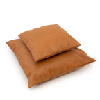 Kussenhoes leer kalfsleer met vier panelen camel 60 x 60 cm, woonkamer en slaapkamer