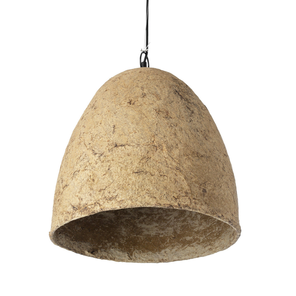Hanglamp papier-maché Savana modder L – handgemaakt, Ø 40 cm, hoogte 42 cm, voor keuken en eetkamer