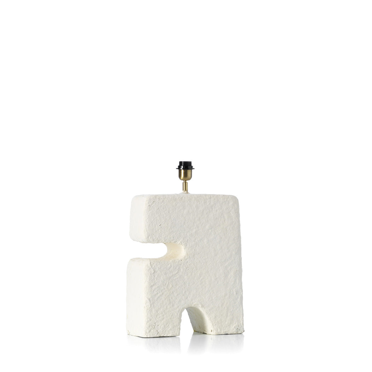 Tafellamp papier-maché design L'Objet, wit met linnenkleurige kap – 13 x 30 x 40 cm, voor console of dressoir