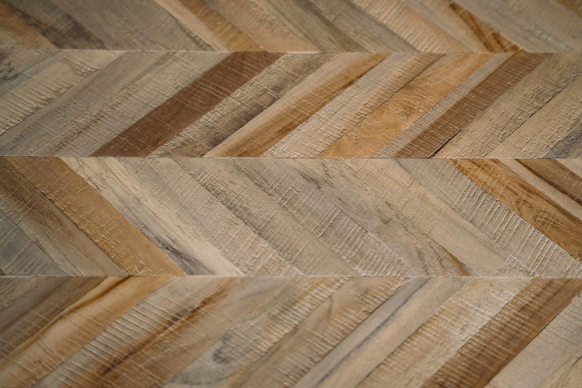 Consoletafel teakhout visgraat inklapbaar, naturel met zwart ijzeren frame – 170 x 40 x 80 cm