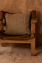 Kussenhoes linnen Damier naturel 50 x 50 cm, handgemaakt voor bank en fauteuil