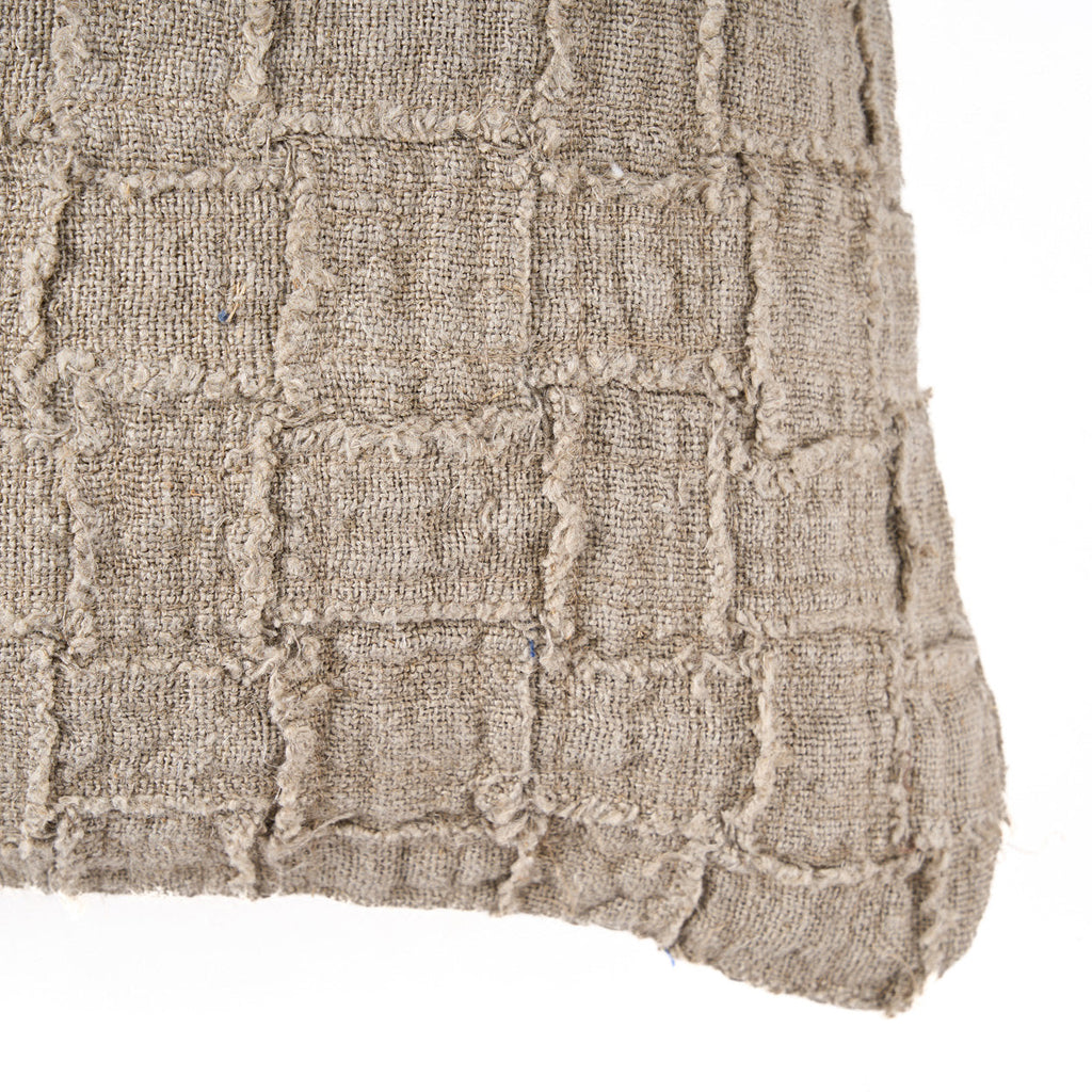 Kussenhoes linnen Damier naturel 50 x 50 cm, handgemaakt voor bank en fauteuil