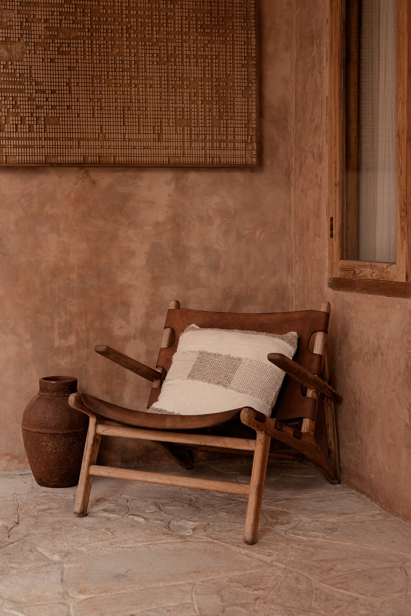 Kussenhoes linnen Linen Threads wit naturel 50 x 50 cm, handgemaakt voor bank en bed