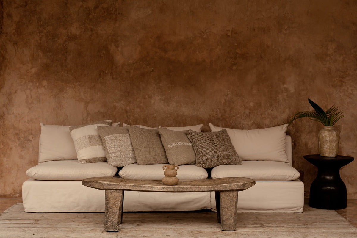 Kussenhoes linnen Linen Threads wit naturel 50 x 50 cm, handgemaakt voor bank en bed