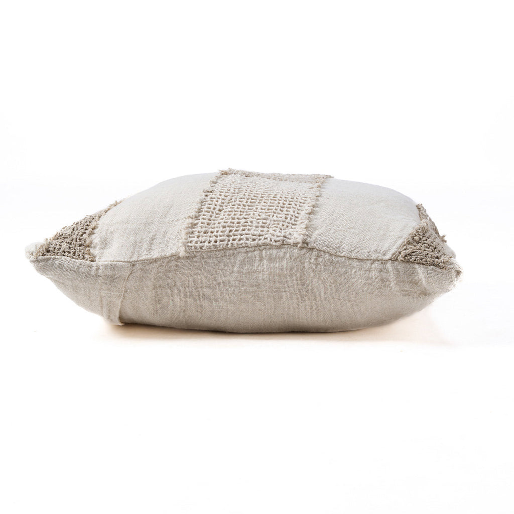 Kussenhoes linnen Linen Threads wit naturel 50 x 50 cm, handgemaakt voor bank en bed