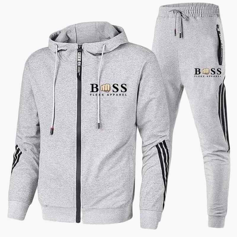 Men's Training Suit Set Sportswear Two-Piece with Hooded Sweatshirt – Fashionable Leisure and Exercise Look