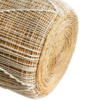Mand zeegras handgevlochten met wit katoenen patroon, naturel en wit – 35 x 35 x 45 cm, voor opberger of plantenmand