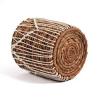 Mand bananenblad en katoen macramé naturel wit, handgemaakt – 17 x 17 x 19 cm