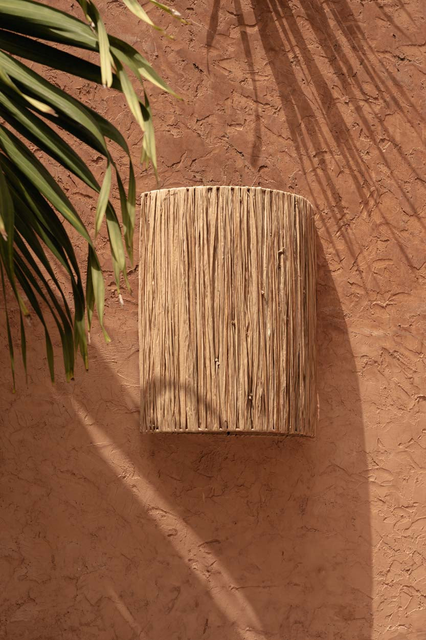 Wandlamp sisal Kohei naturel – 15 x 40 x 50 cm, voor hal, slaapkamer en woonkamer