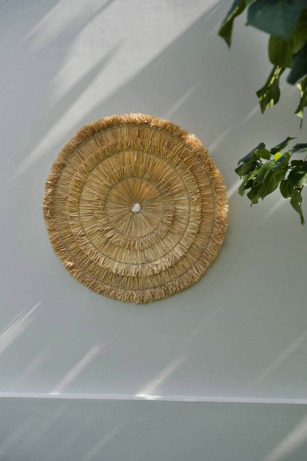 Wanddecoratie sisal Sehseh naturel Ø 85 cm, handgemaakt, voor woonkamer, slaapkamer en hal
