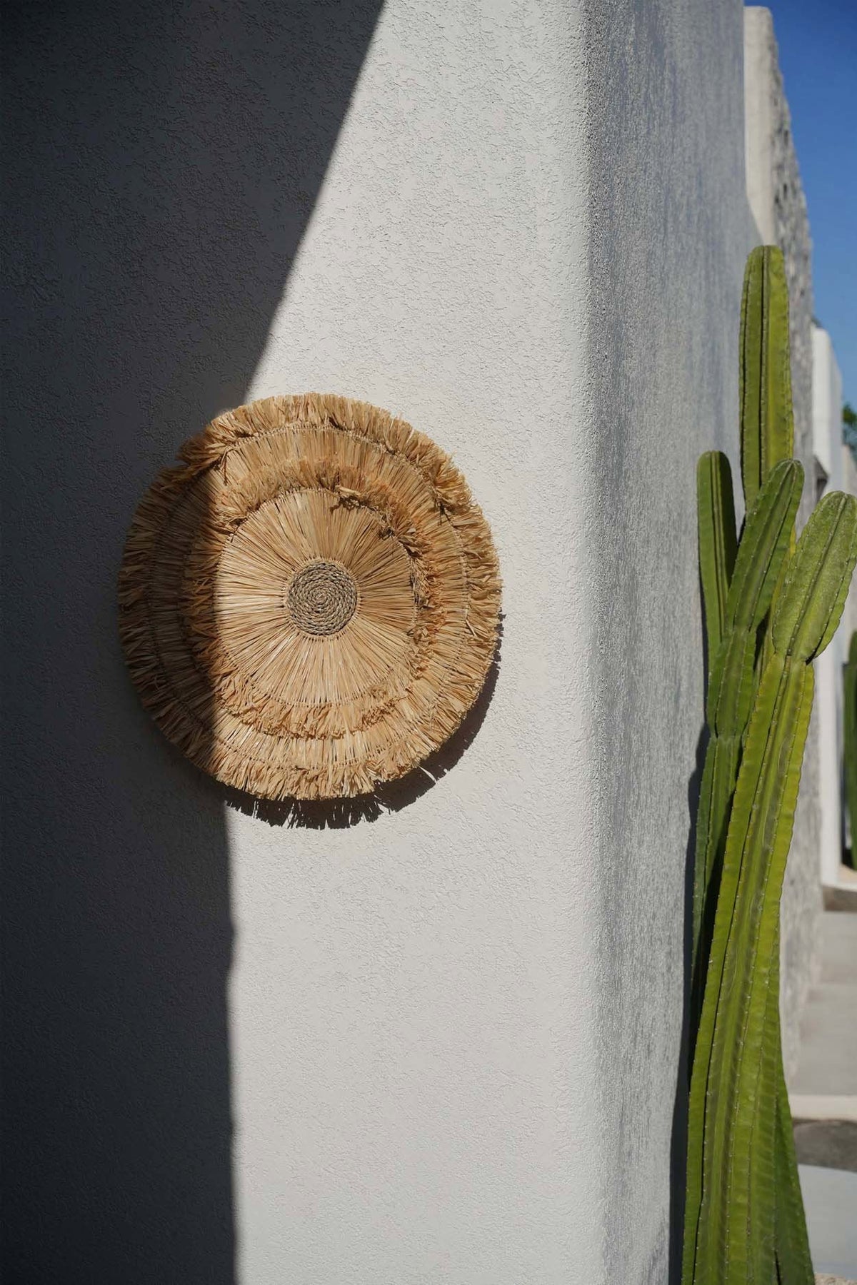 Wanddecoratie sisal Wanita naturel, handgeweven rond Ø 60 cm voor woonkamer, slaapkamer en hal