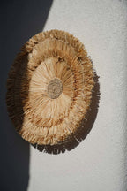 Wanddecoratie sisal Wanita naturel, handgeweven rond Ø 60 cm voor woonkamer, slaapkamer en hal